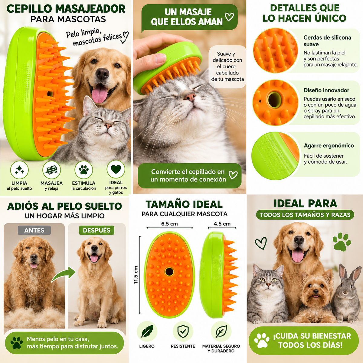 Cepillo Vapor Mascotas